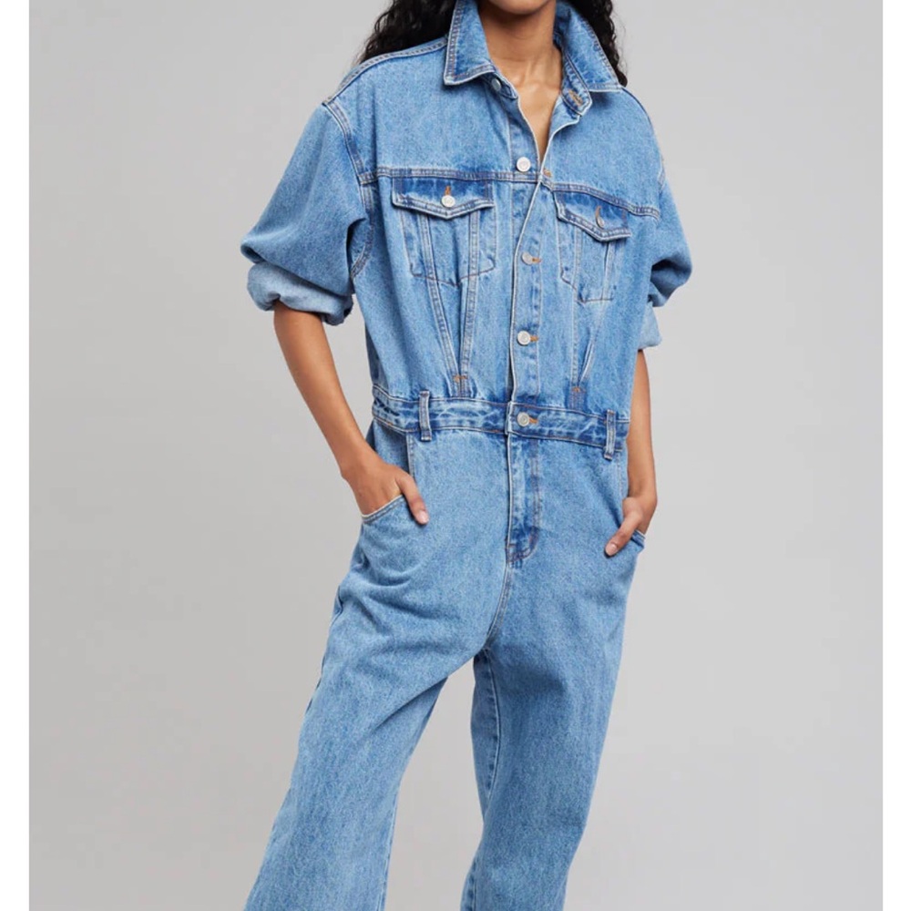 The Frankie Shop Blue Denim Oversized Coveralls
